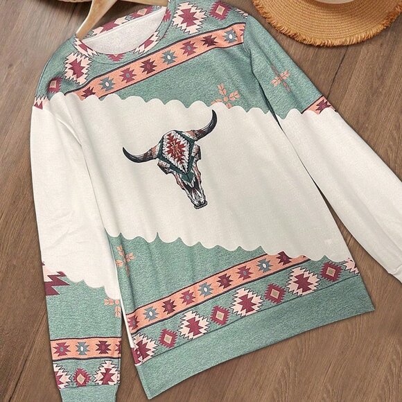 Multicolor Casual Women's Printed Sweatshirt - Picture 3 of 4